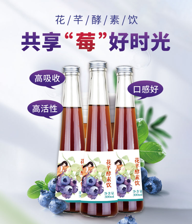蓝莓果蔬果味酵素饮品 花青素饮综合果蔬孝素液源头工厂